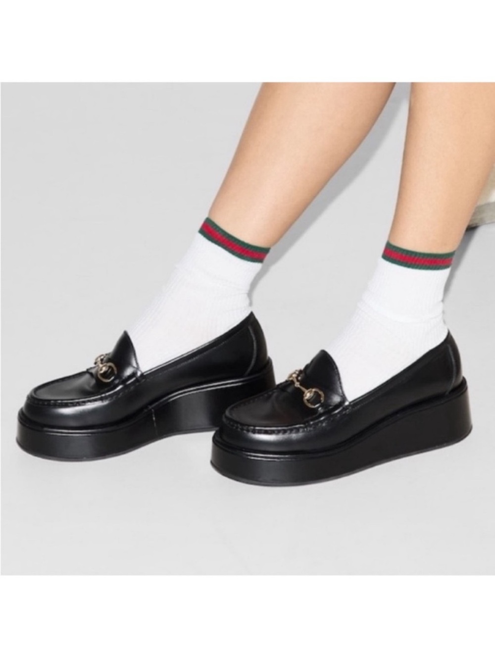 Gucci Ilde Horsebit Flatform leather platform Loafer RETAIL
1,300